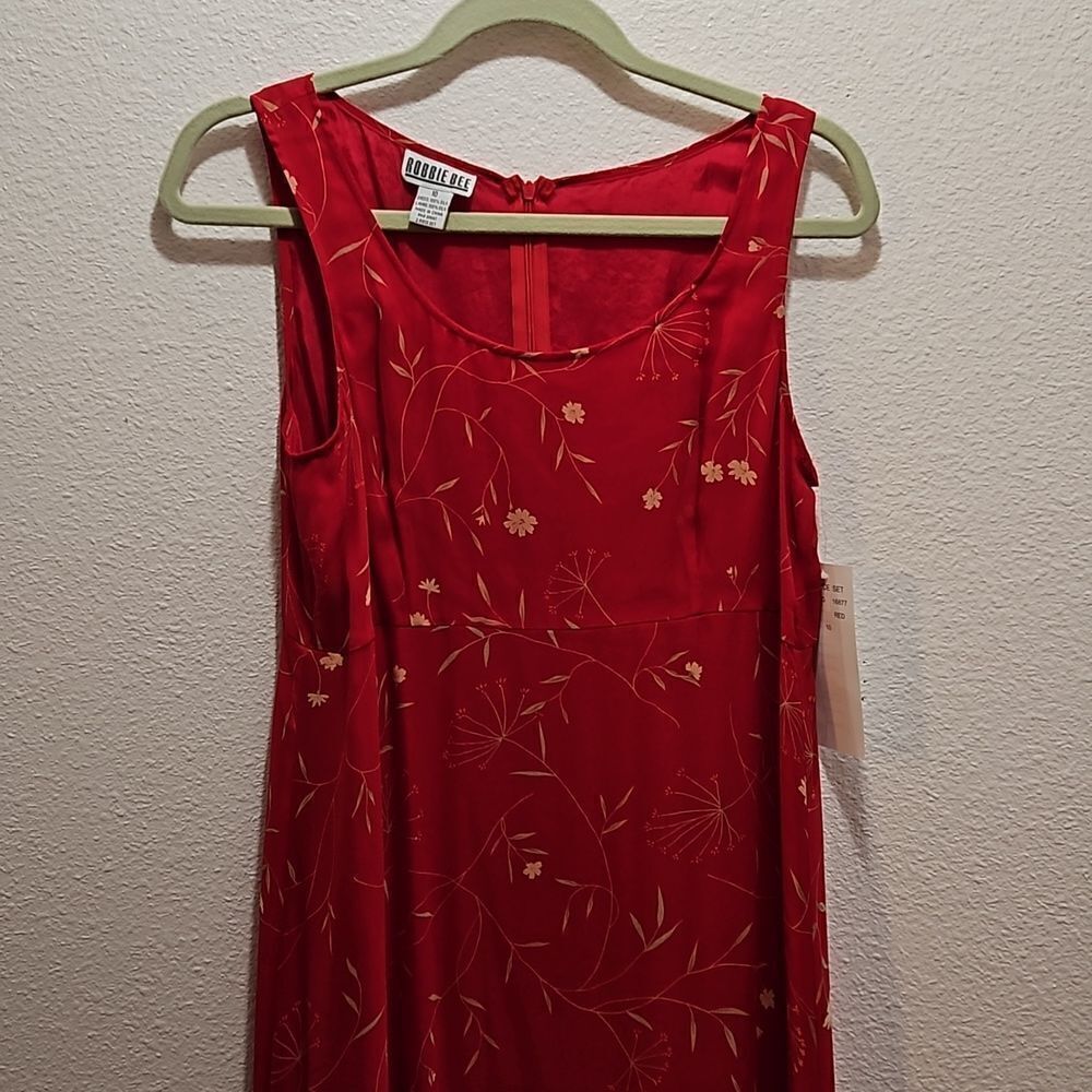 Bobbie Bee 2 piece silk dress and over top size 10, red abd gold - Picture 3 of 10